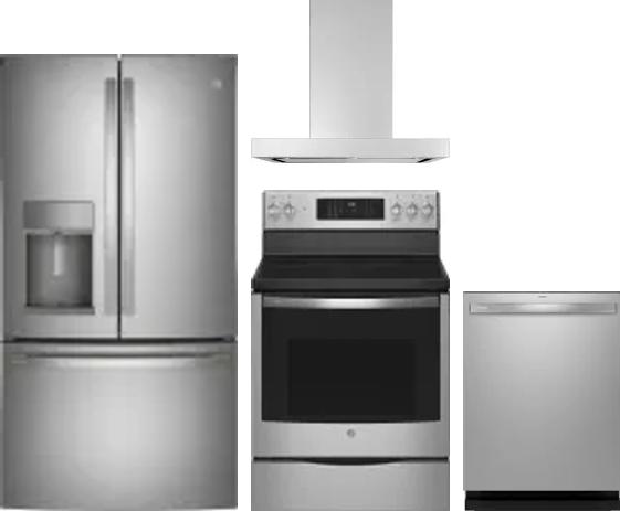4 Piece Package Includes Refrigerator, Range, Hood And Dishwasher